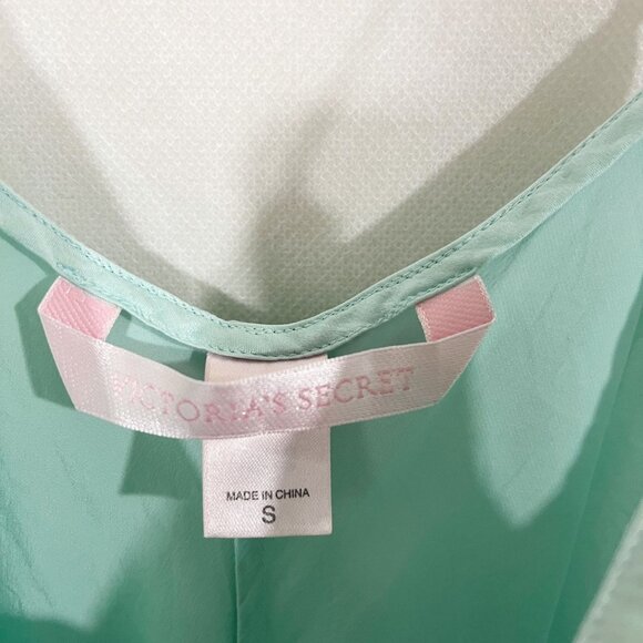 Vintage Victoria's Secret Teal Silk Slip Mini Dress Lingerie - Size Small - Picture 4 of 7